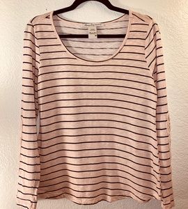 NWOT Pale Pink Striped Long Sleeve Crotchet Detail